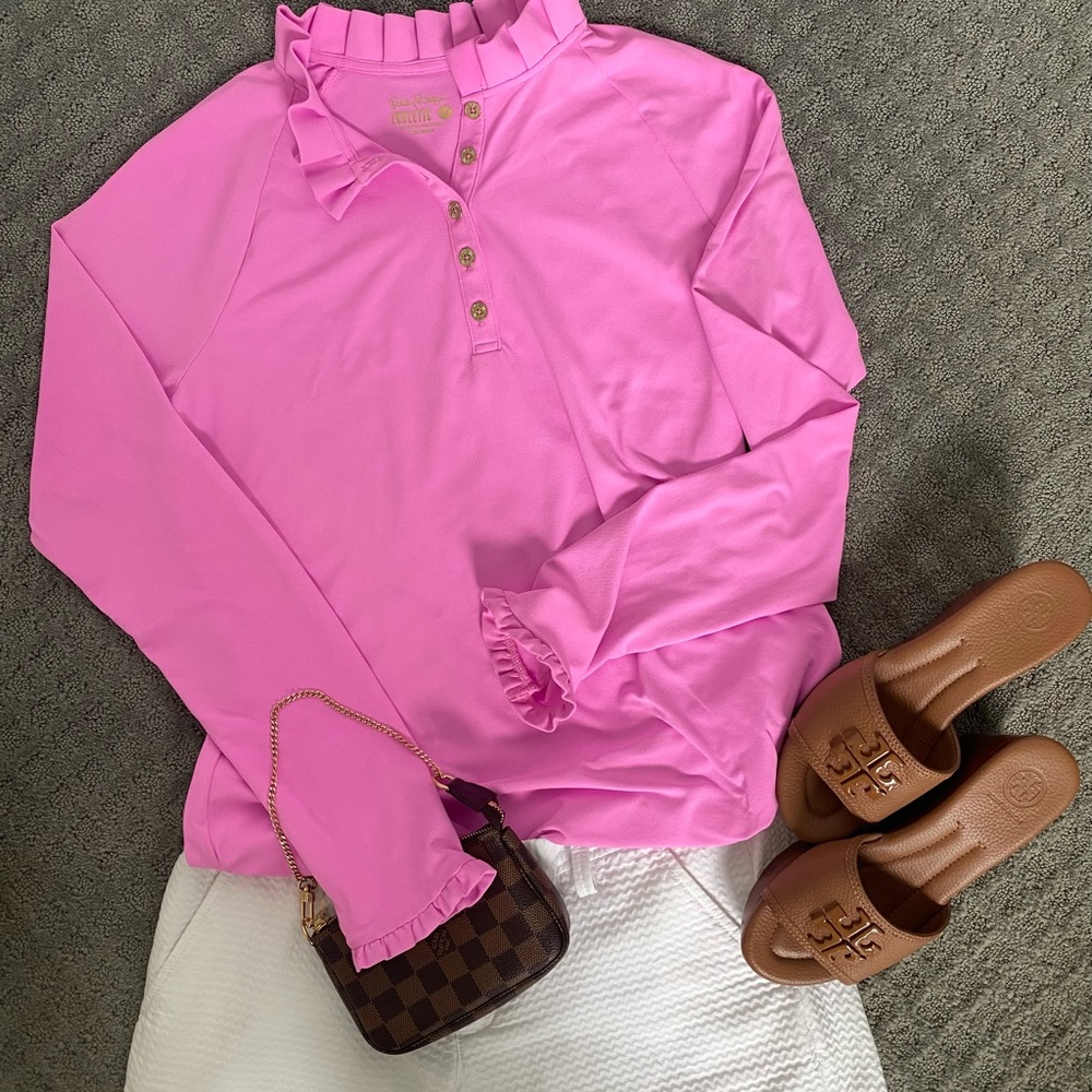 LILLY LOVERS! / LONG SLEEVE POLO / LUXLETIC / MEDIUM / PINK